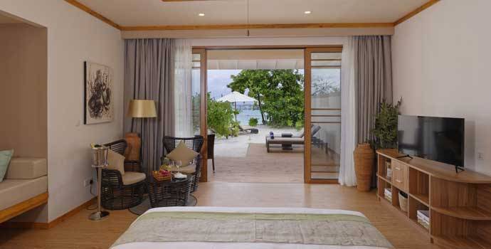 Schlafbereich, Beach Villa, Brennia Kottefaru