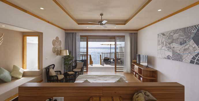 Schlafzimmer, Wasservilla, Brennia Kottefaru