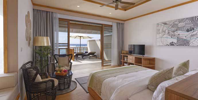 Schlafzimmer, Wasservilla, Brennia Kottefaru