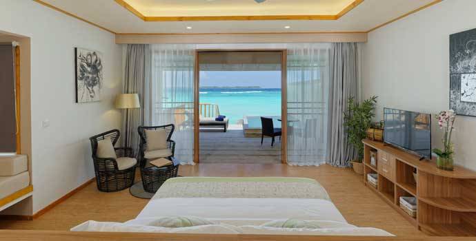 Aussicht auf das Meer, Deluxe Water Pool Villa, Brennia Kottefaru