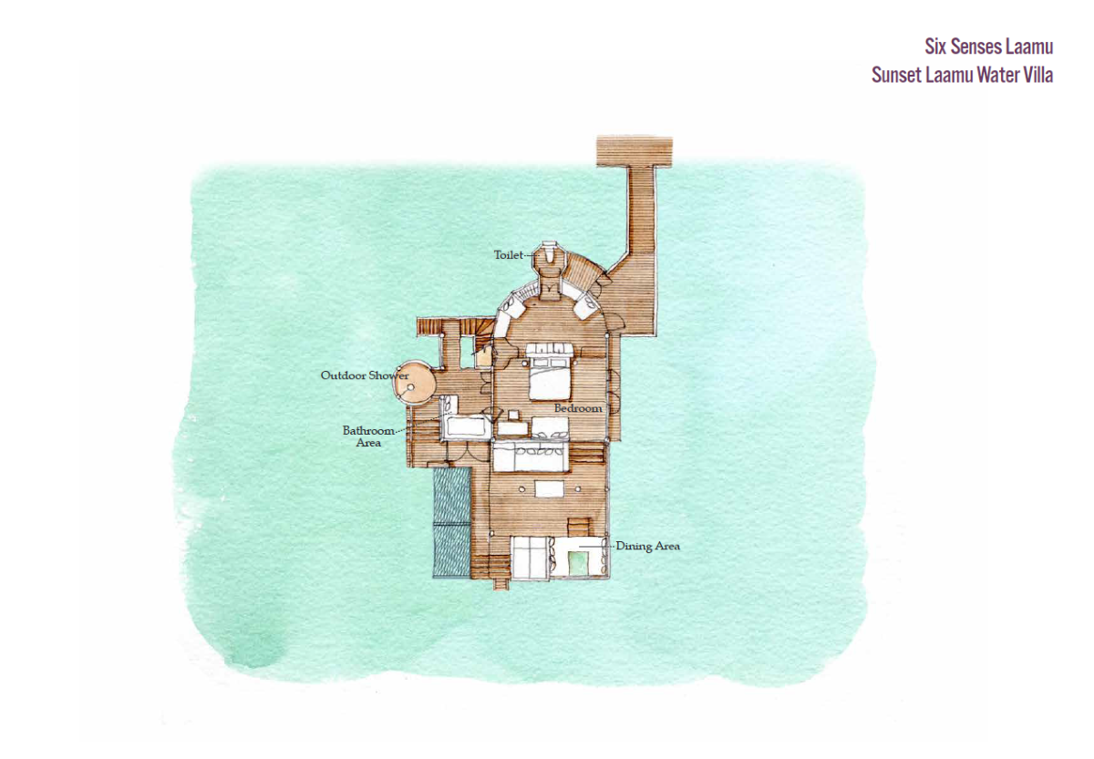 Six Senses Laamu, Sunset Laamu Water Villa, Grundriss