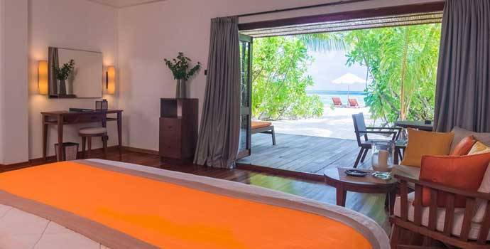 Schlafzimmer, Mirihi Maa Beach Suite, Mirihi Island Resort