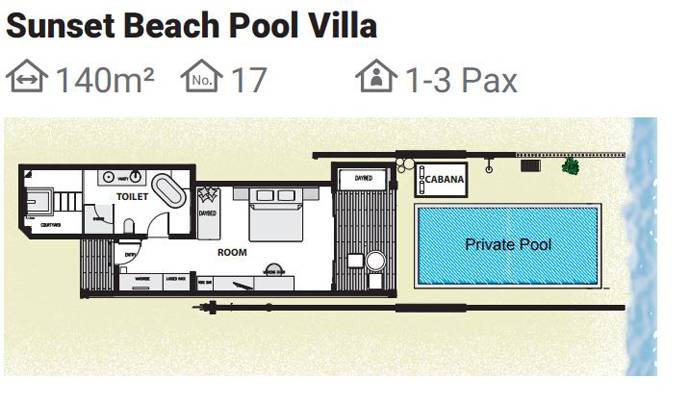Grundriss, Sunset Beach Pool Villa, Paradise Island Resort & Spa
