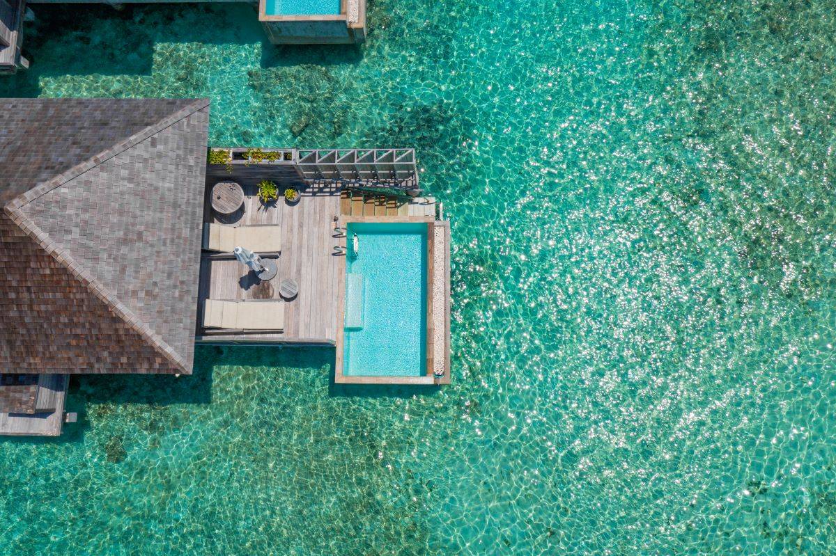 Kagi Maldives SPA Island, Malediven, Lagoon Pool Villa, Villa von oben