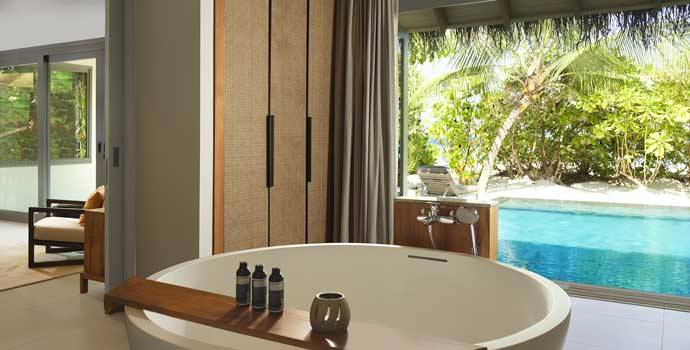 Badezimmer, One Bedroom Deluxe Beach Pool Residence, Vakkaru Maldives