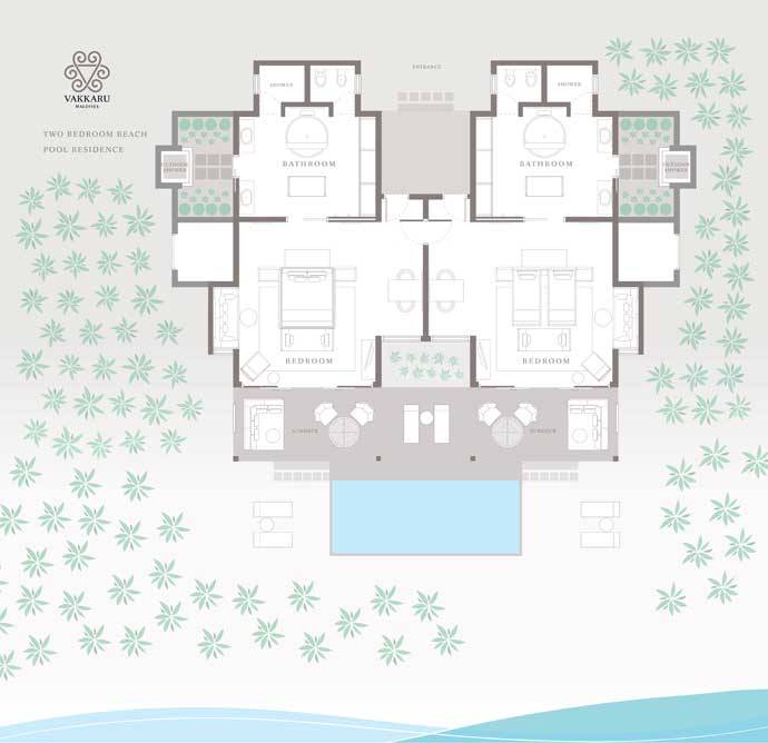 Grundriss, Two Bedroom Beach Pool Residence, Vakkaru Maldives