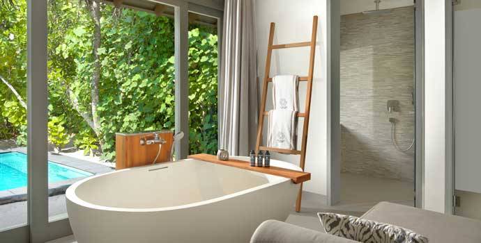 Badezimmer, Beach Pool Villa, Vakkaru Maldives