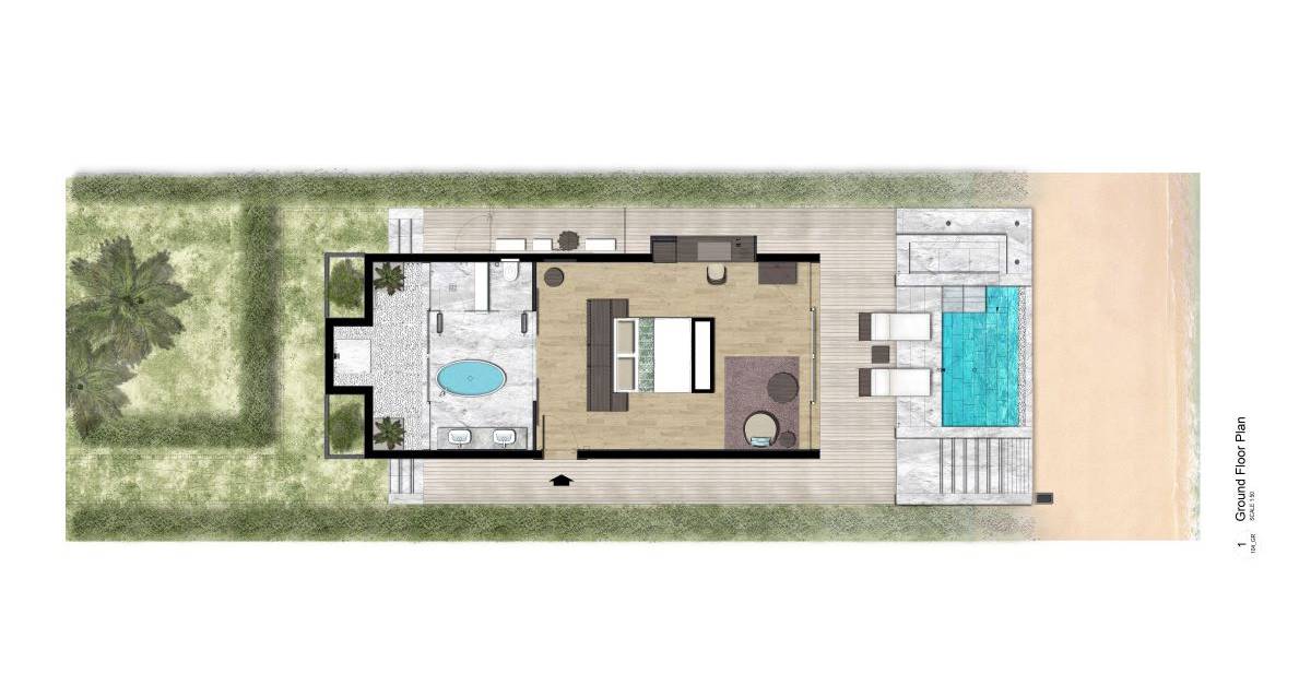 The Westin Maldives Miriandhoo Resort, Malediven, Beach Villa Pool, Grundriss