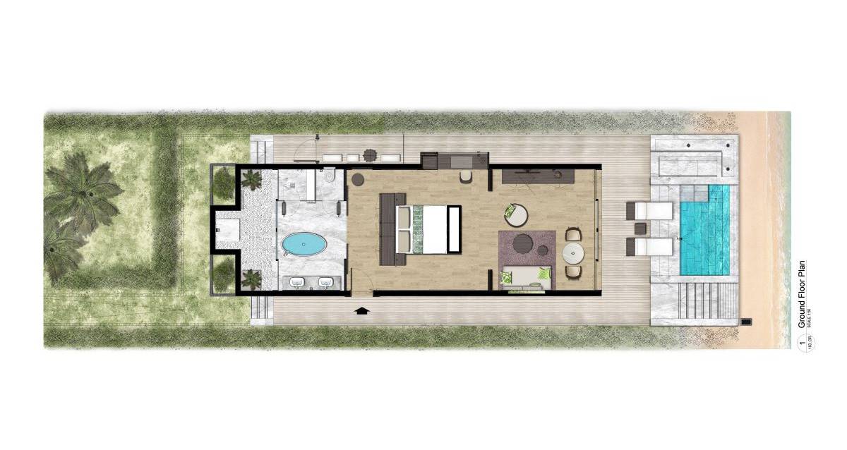 The Westin Maldives Miriandhoo Resort, Malediven, Deluxe Beach Villa Pool, Grundriss