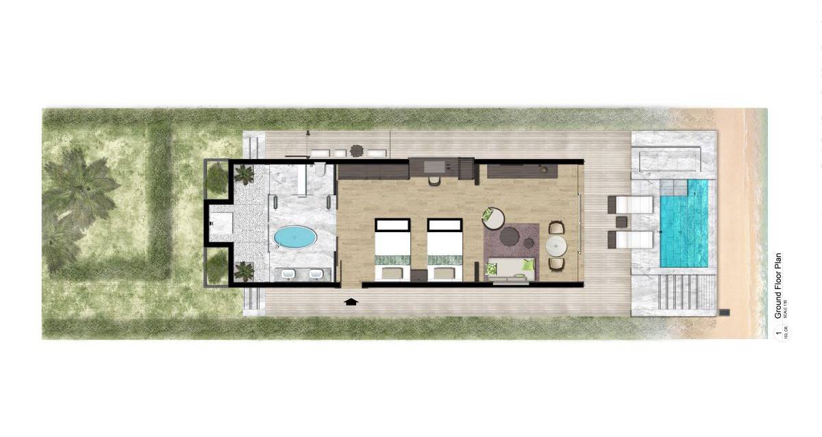 The Westin Maldives Miriandhoo Resort, Malediven, Family Deluxe Beach Villa Pool, Grundriss