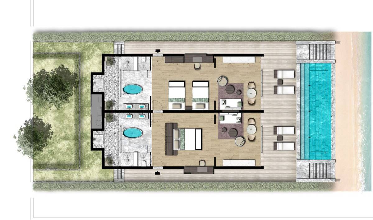 The Westin Maldives Miriandhoo Resort, Malediven, Two Bedroom Villa Pool, Grundriss