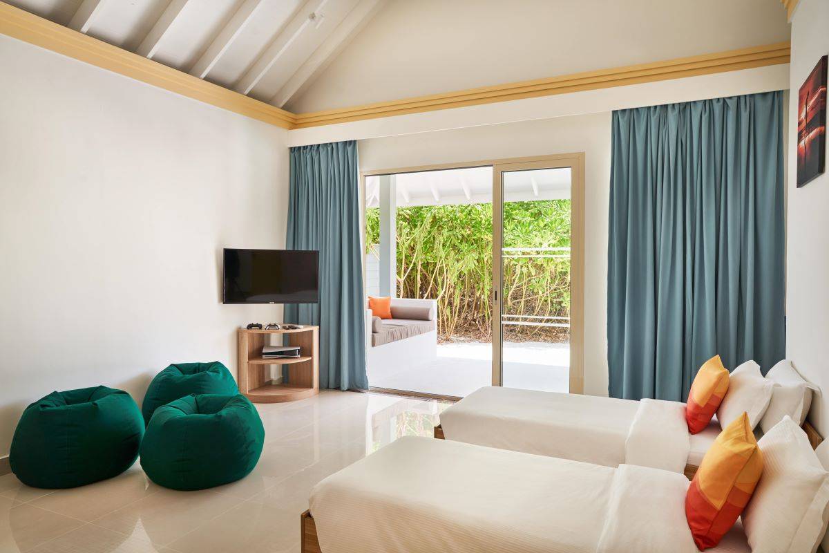 Siyam World Maldives, Malediven, 3 Bedroom Pool Beach Villa, Schlafzimmer mit Twin Betten