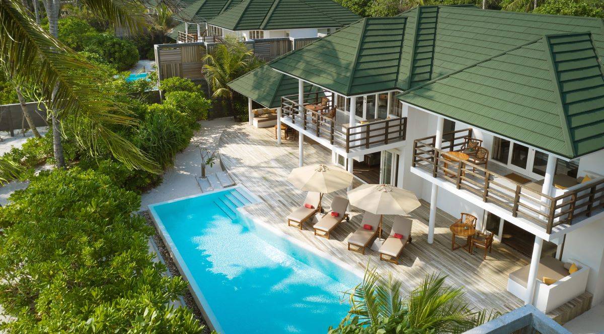 Siyam Wolrd Maldives, Malediven, 4 Bedroom Beach Residence with Pool, doppelstöckige Villa mit Pool