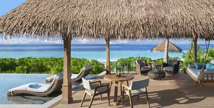Terrasse, King Beach Villa with Pool, Waldorf Astoria Maldives Ithaafushi
