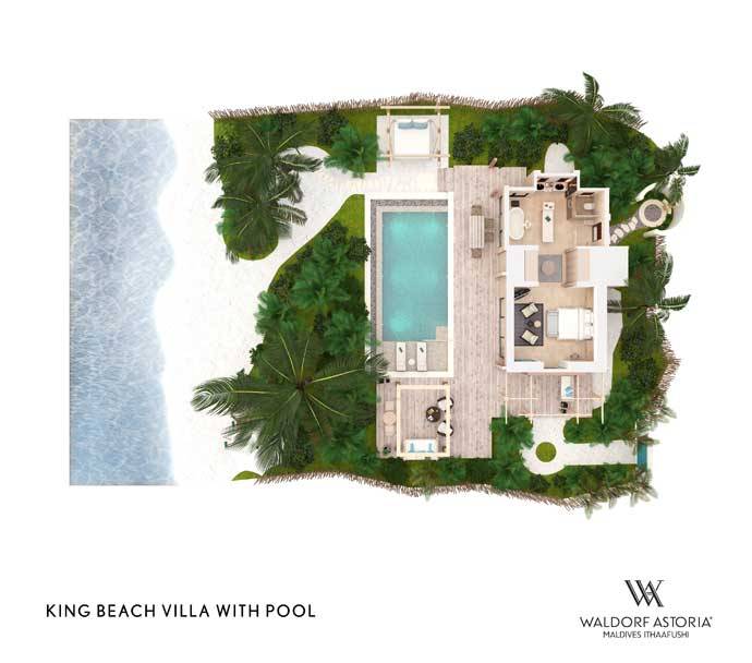 Grundriss, King Beach Villa with Pool, Waldorf Astoria Maldives Ithaafushi