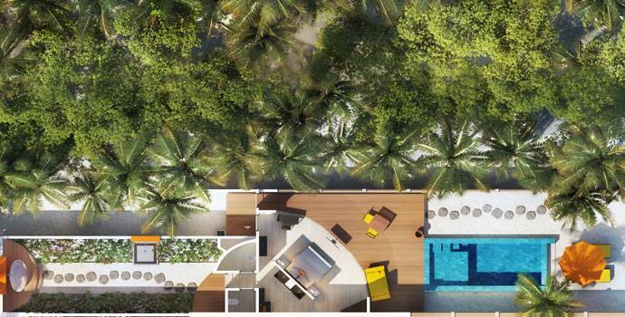 Grundriss, Beachfront Infinity Pool Villa, Angsana Velavaru