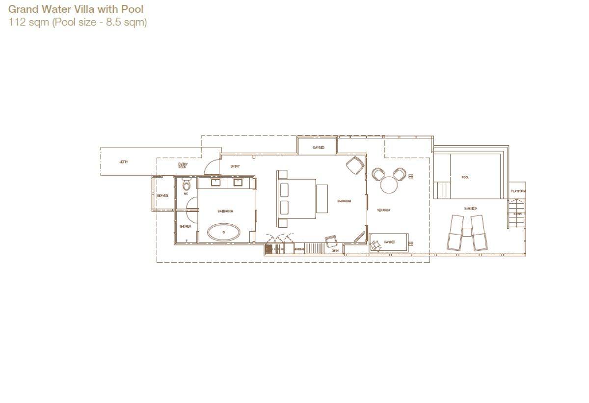 Sun Siyam Olhuveli, Malediven, Grand Water Villa with Pool, Grundriss