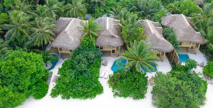 Aerial, Crusoe Suite with Pool, One Bedroom Villa Suite with Pool, Soneva Fushi Resort