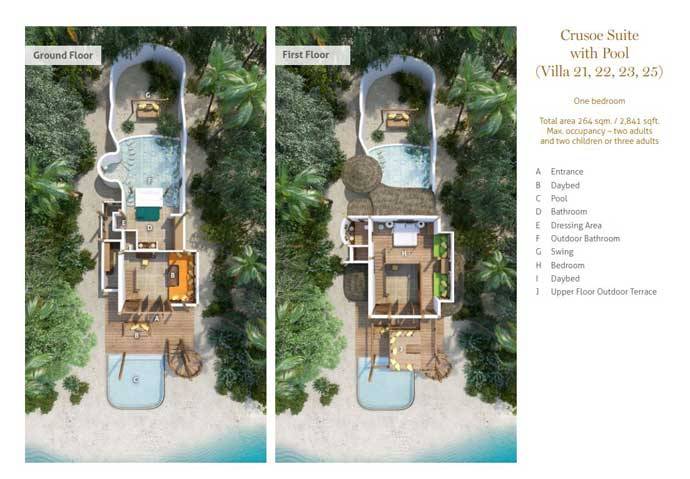 Grundriss, Crusoe Suite with Pool, One Bedroom Villa Suite with Pool, Soneva Fushi Resort