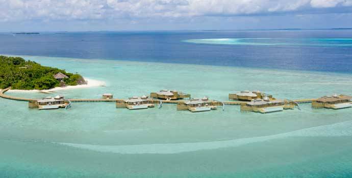 Aerial, 1 Bedroom Water Retreat with Slide, One Bedroom Water Retreat, Soneva Fushi Resort