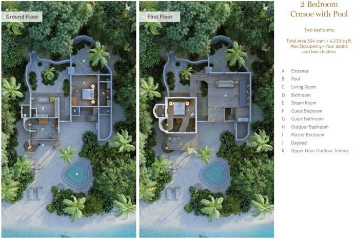 Grundriss, 2 Bedroom Crusoe with Pool, Two Bedroom Villa with Pool, Soneva Fushi Resort