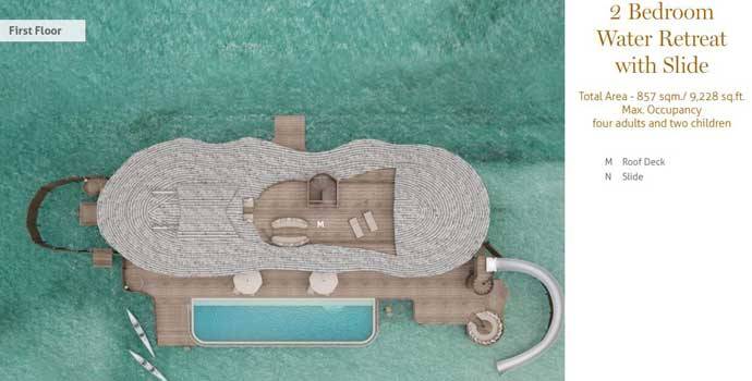 Grundriss Obergeschoss, 2 Bedroom Water Retreat with Slide, Two Bedroom Water Retreat, Soneva Fushi Resort