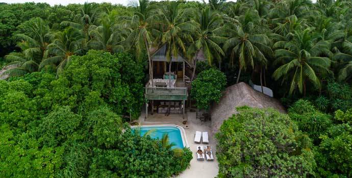 Aerial, 3 Bedroom Crusoe Suite with Pool, Three Bedroom Villa Suite with Pool, Soneva Fushi Resort