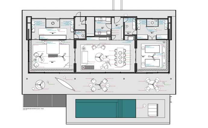 Grundriss, 2 Bedroom Water Pool Villa, Patina Maldives, Fari Islands