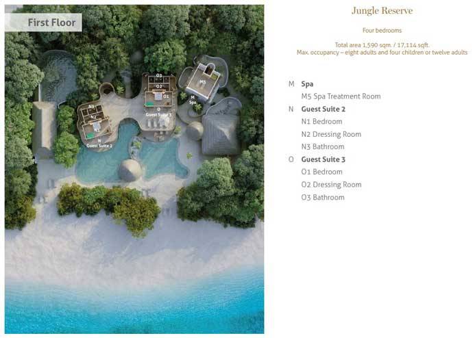 Grundriss Obergeschoss, Jungle Reserve, Four Bedroom Residence with Pool, Soneva Fushi Resort