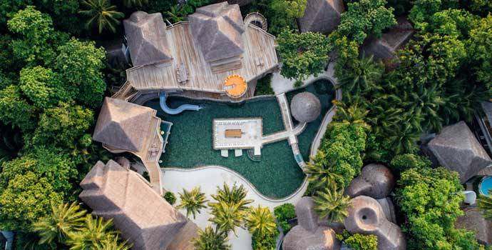 Aerial, Private Reserve, Nine Bedroom Residence with Pool, Soneva Fushi Resort