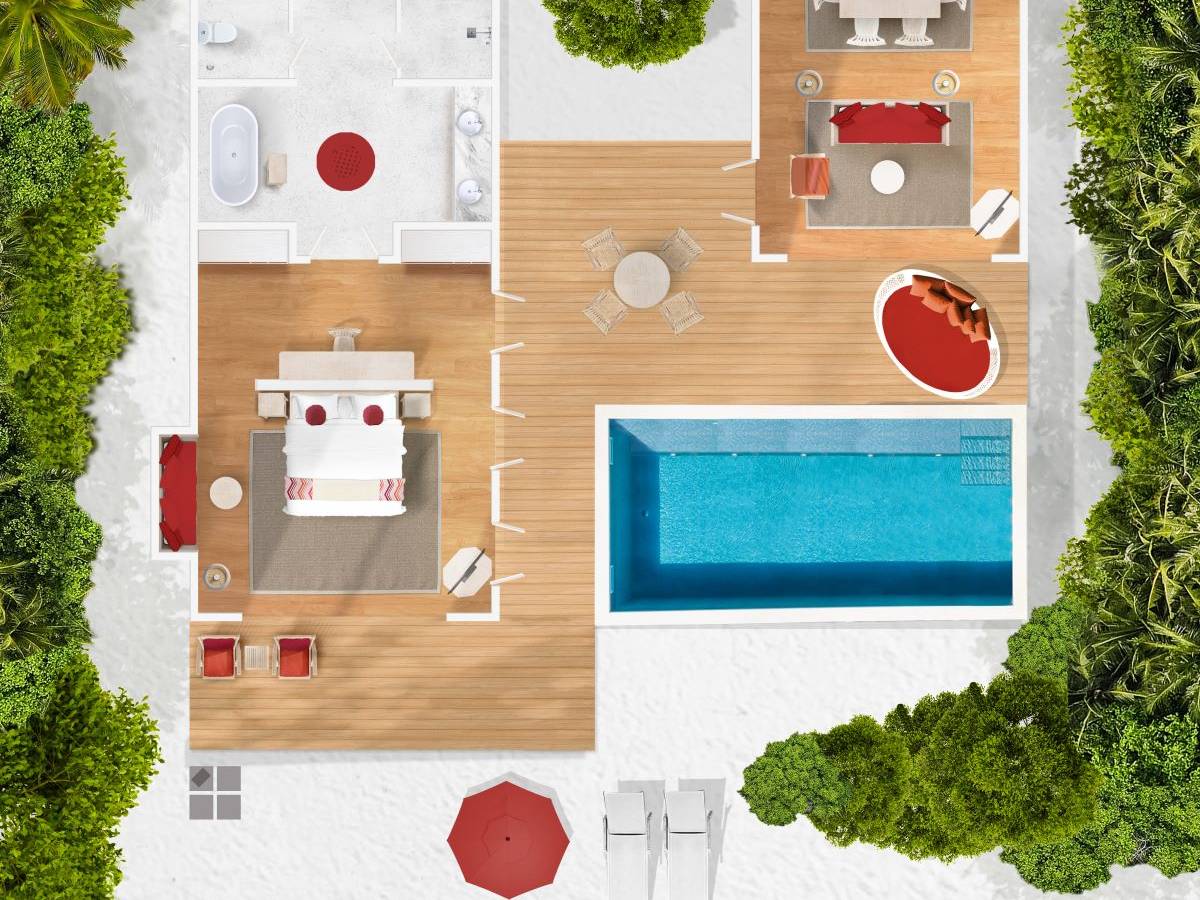 Cora Cora Maldives, Beach Pool Suite, Grundriss