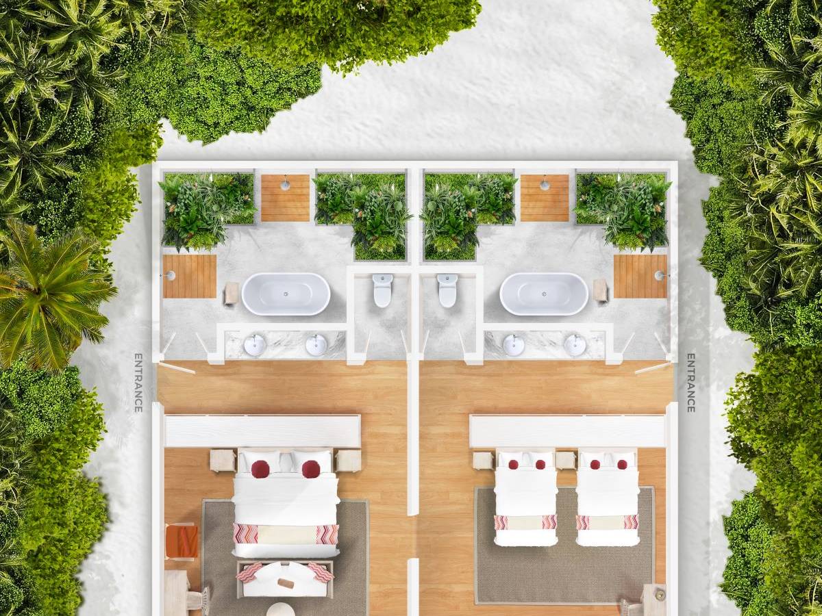 Cora Cora Maldives, Two Bedroom Family Beach Villa, Grundriss