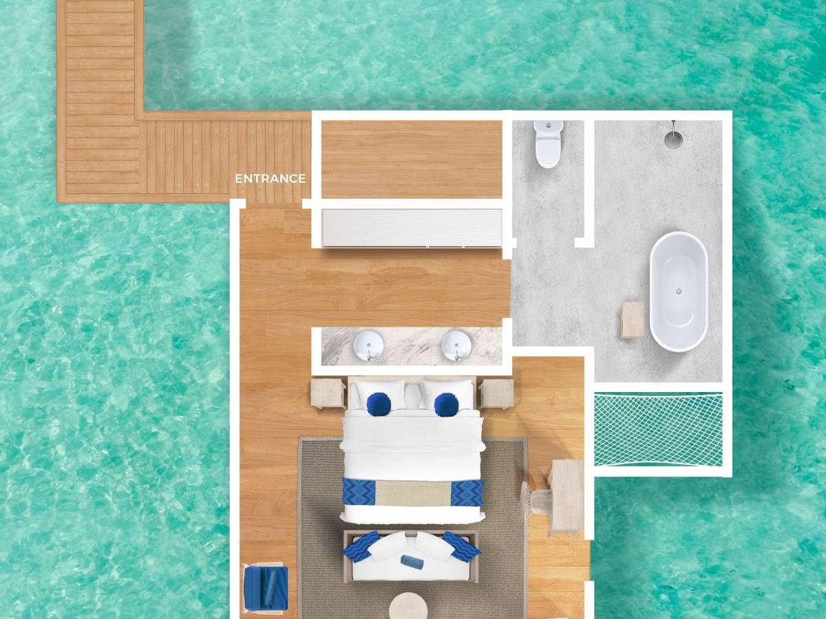 Cora Cora Maldives, Lagoon Villa, Grundriss