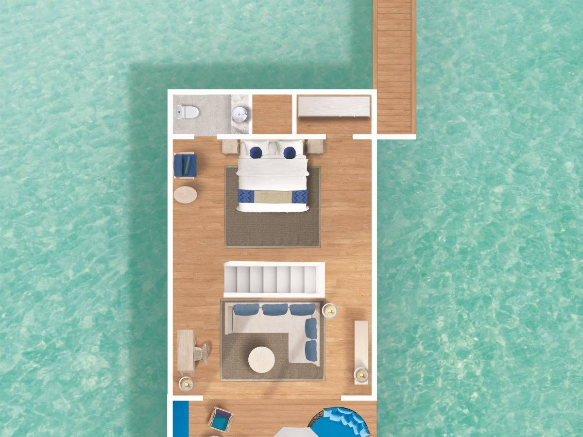 Cora Cora Maldives, Duplex Lagoon Pool Villa, Grundriss, 1. Stock
