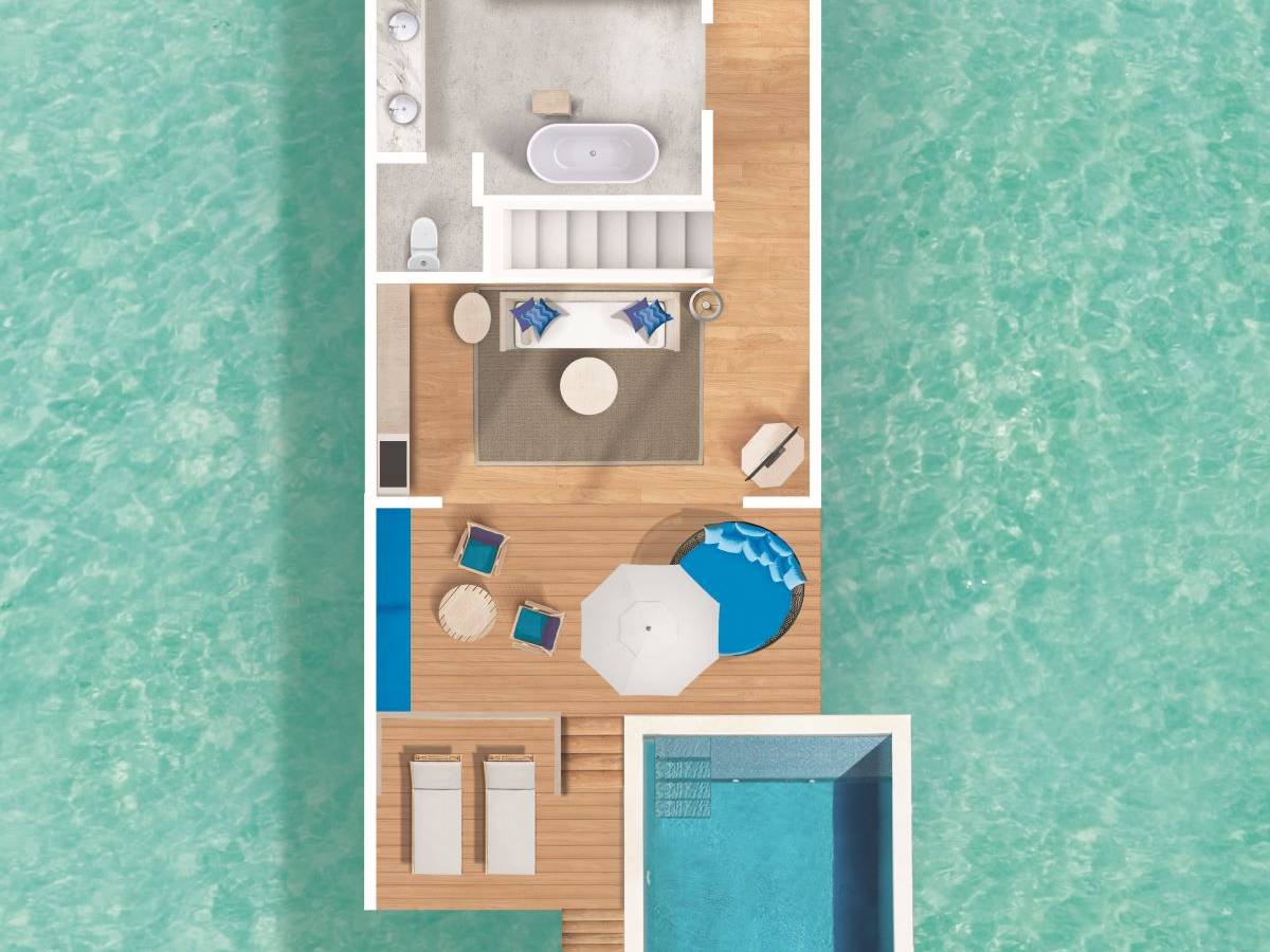 Cora Cora Maldives, Duplex Lagoon Pool Villa, Erdgeschoss