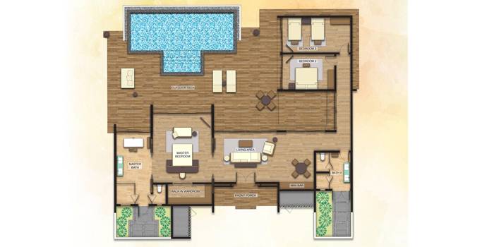 Grundriss, 3 Bedroom Beach Suite Villa with Private Pool, Radisson Blu Resort Maldives