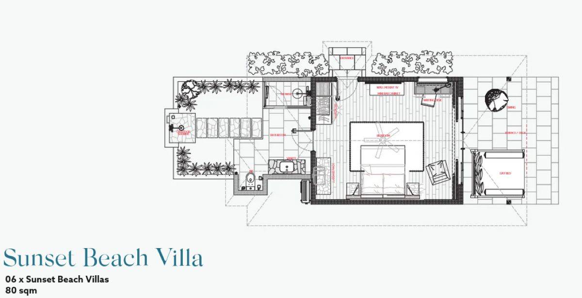 Nova Maldives, Malediven, Sunset Beach Villa, Grundriss