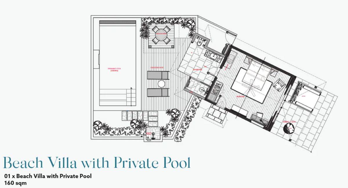Nova Maldives, Malediven, Beach Villa with Private Pool, Grundriss