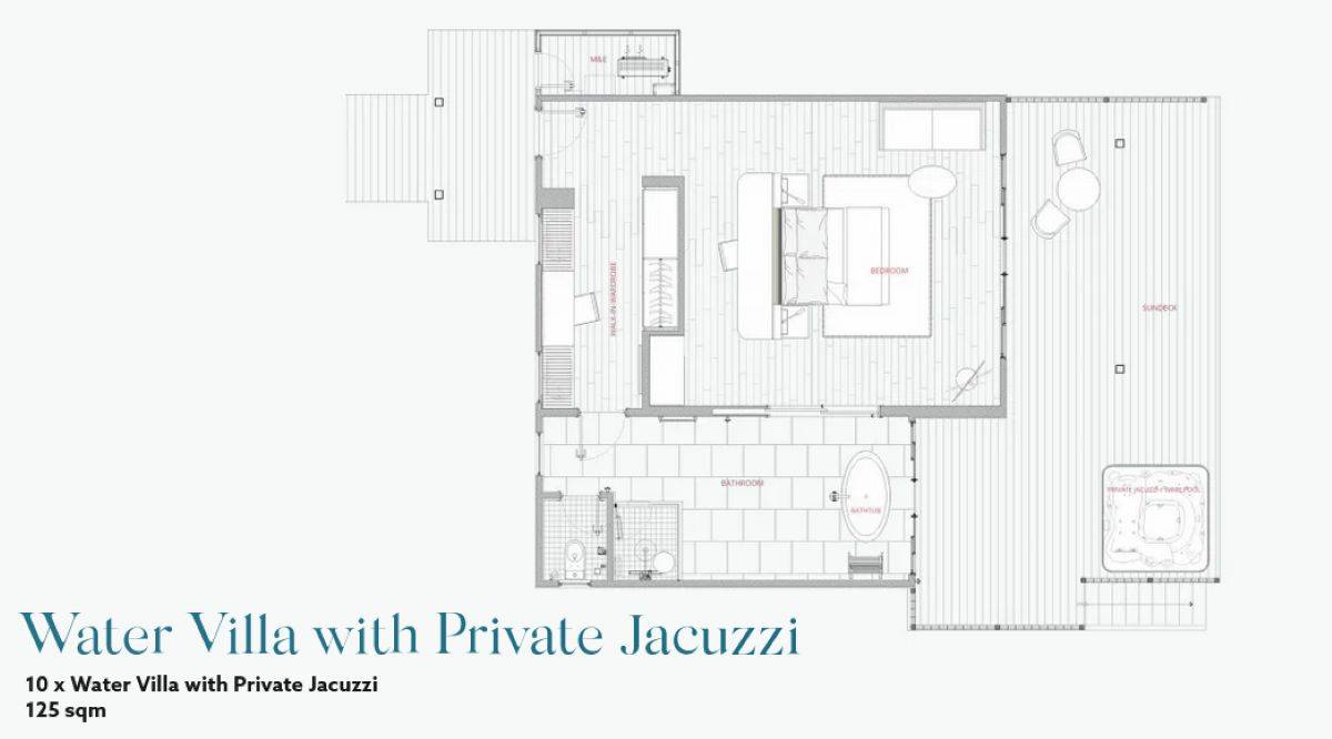 Nova Maldives, Malediven, Water Villa with Private Jacuzzi, Grundriss
