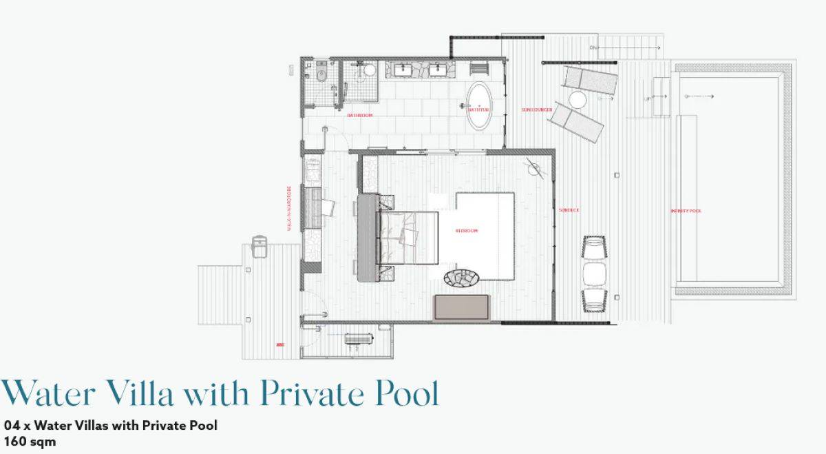 Nova Maldives, Malediven, Water Villa with Private Pool, Grundriss