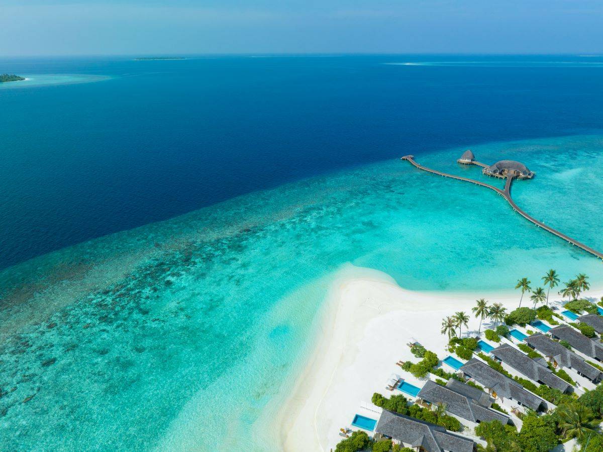 Emerald Faarufushi Resort & Spa, Malediven, Beach Villa with Pool, Luftaufnahme Beach Villen mit Pool