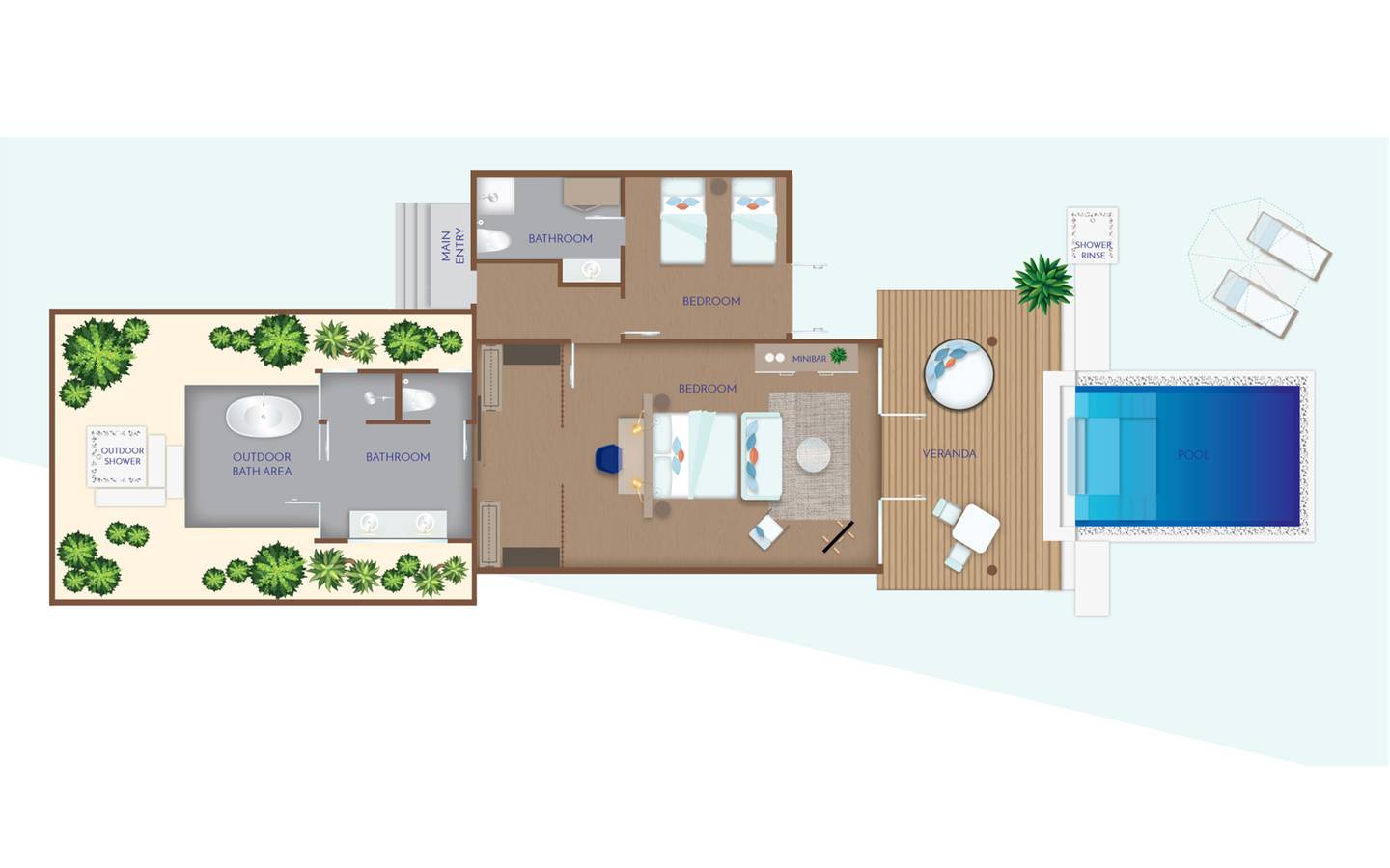 Emerald Faarufushi Resort & Spa, Malediven, Family Beach Villa with Pool, Grundriss