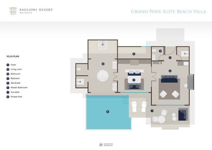 Grundriss, Grand Suite Beach Villa Unica N126, Baglioni Resort Maldives