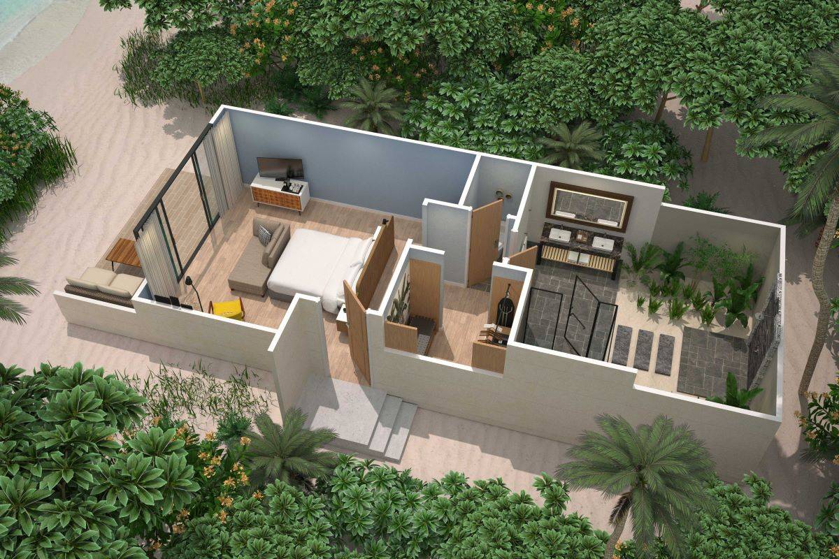 Le Méridien Maldives Resort & Spa, Malediven, Beach Villa, Grundriss