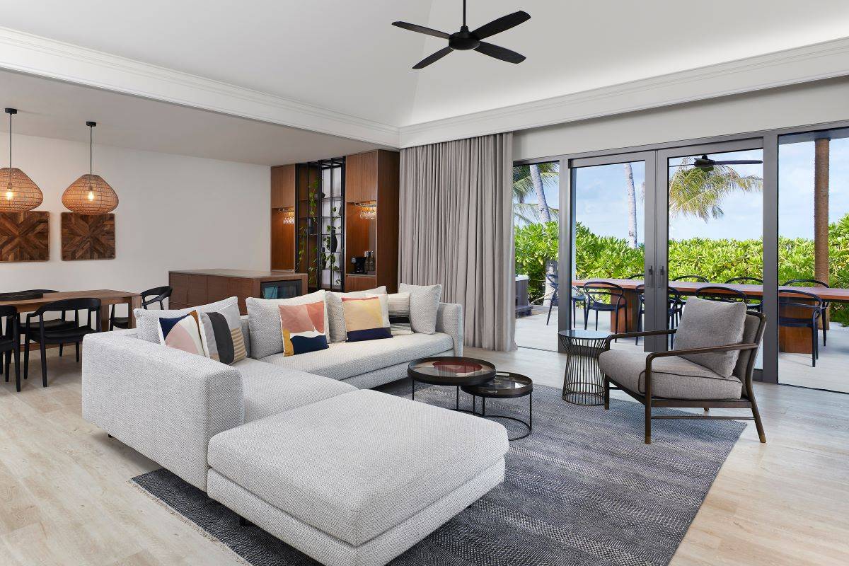 Le Méridien Resort & Spa, Malediven, Thilamaafushi Villa, Wohnbereich