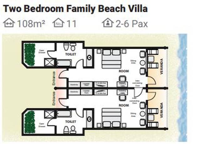 Grundriss, Two Bedroom Family Beach Villa, Paradise Island Resort & Spa