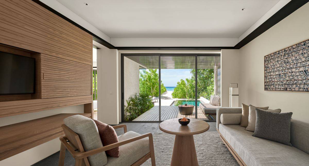 Alila Kothaifaru Maldives, Malediven, Beach Pool Villa, Wohnzimmer