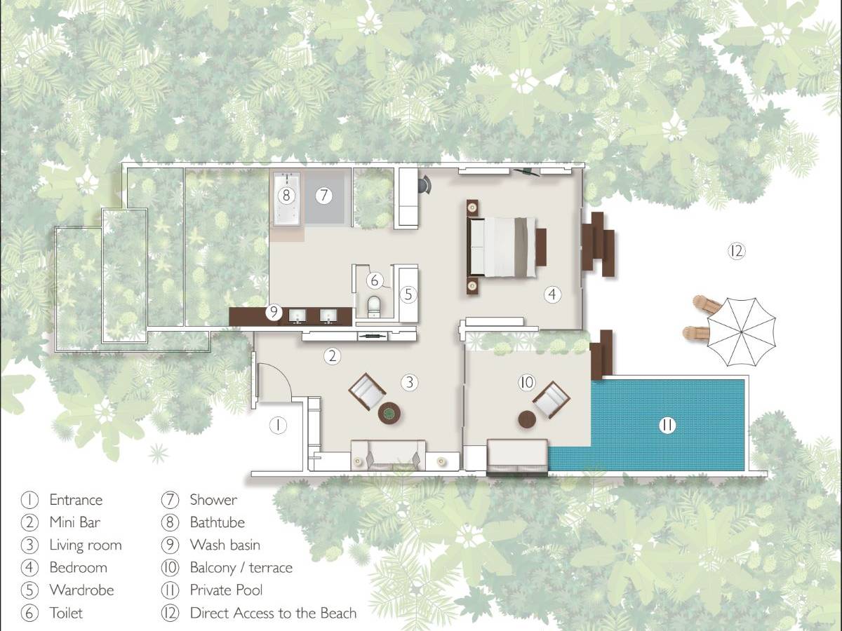 Alila Kothaifaru Maldives, Malediven Sunset Beach Pool Villa, Grundriss