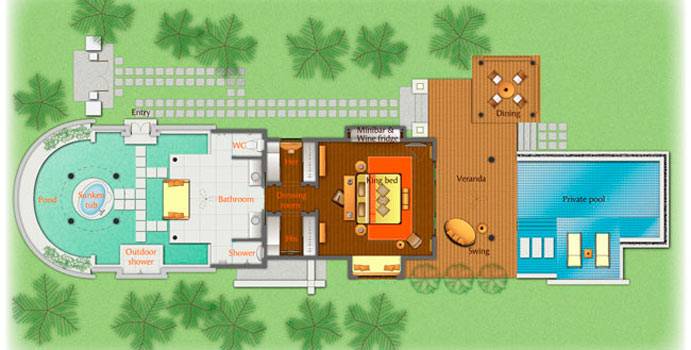 Grundriss, Beach Pool Villa | Anantara Kihavah Villas