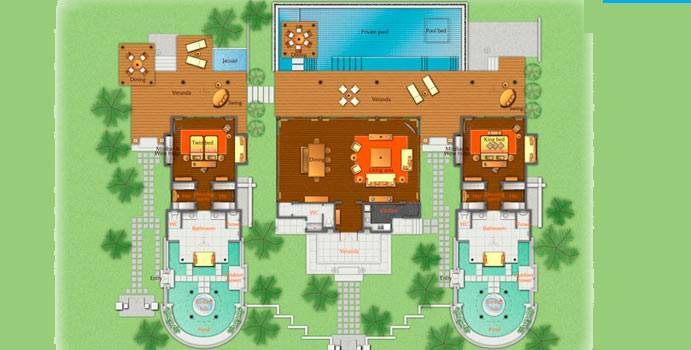 Grundriss, Two Bedroom Beach Residence | Anantara Kihavah Villas